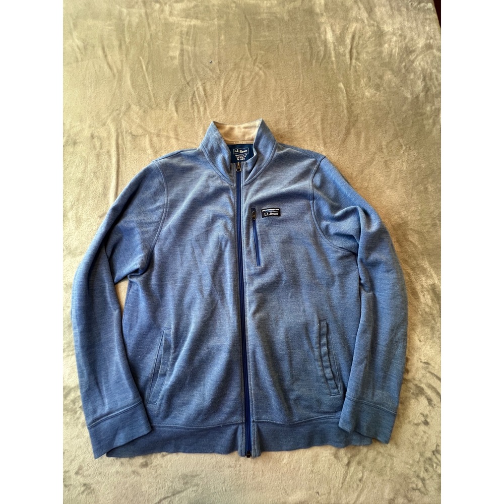 L.L. Bean Full Zip Sweatshirt Mens Medium Blue Traditional Fit Cotton Blend